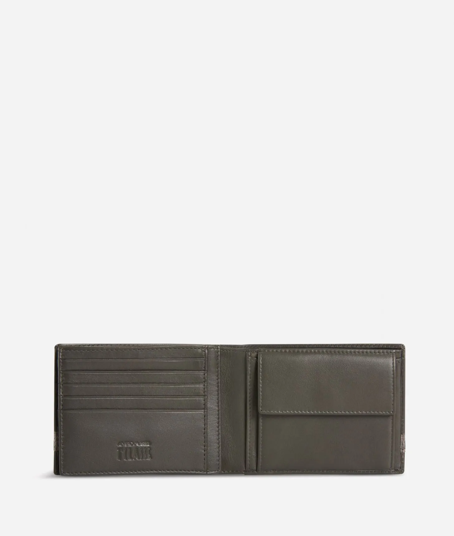 Alviero martini 1a classe Portafoglio piccolo in pelle rifinito in tessuto Geo Dark Shopping online