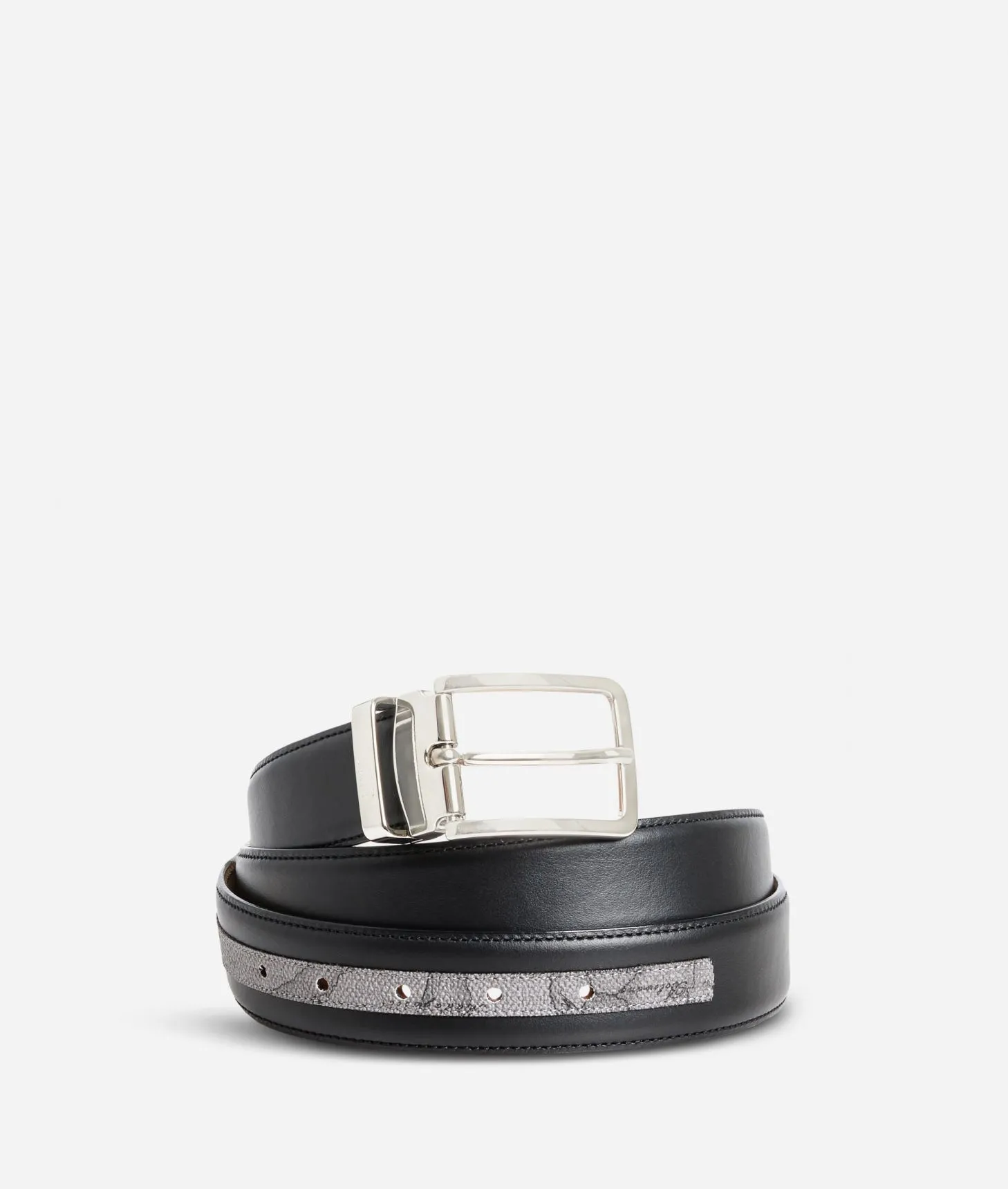 Alviero martini 1a classe Cintura in pelle Dark Mood rifinita in tessuto Geo Dark Officina